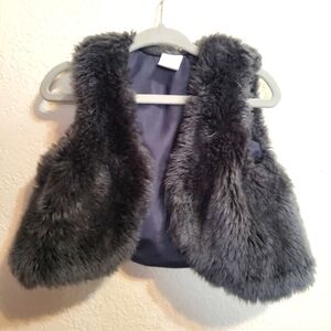 Faux Fur Vest in Dark Gray